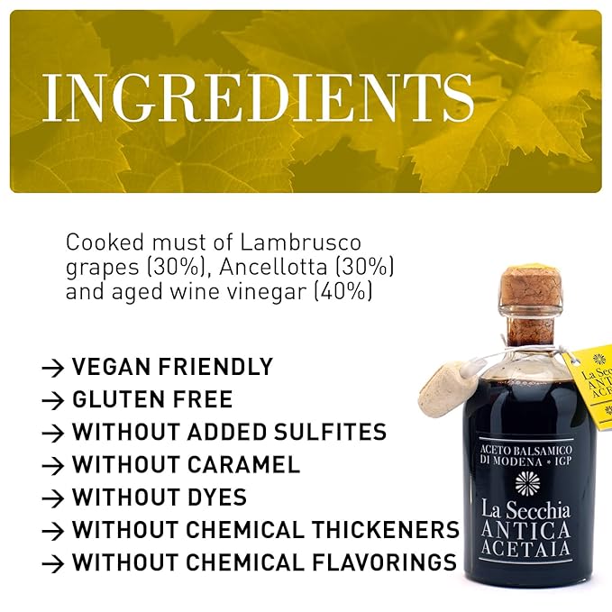 La Secchia - Balsamic Vinegar of Modena PGI "Four Stars", Aged in 16 Juniper Barrels, Medium-High Density, 250 ml Bottle with Cork Pourer
