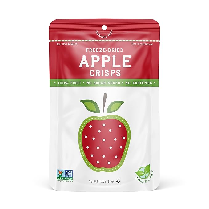 Nature's Turn Freeze-Dried Fruit Snacks, Apple Crisps, Pack of 6 (1.2 oz Each)