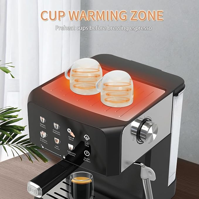 Espresso Machine with Steam Milk Frotherç«?0 Bar Expresso Coffee Machines for Home-Espresso Maker with 52oz Water Tank-Barista Coffee Maker for Americano Cold Brew Latte Cappuccino
