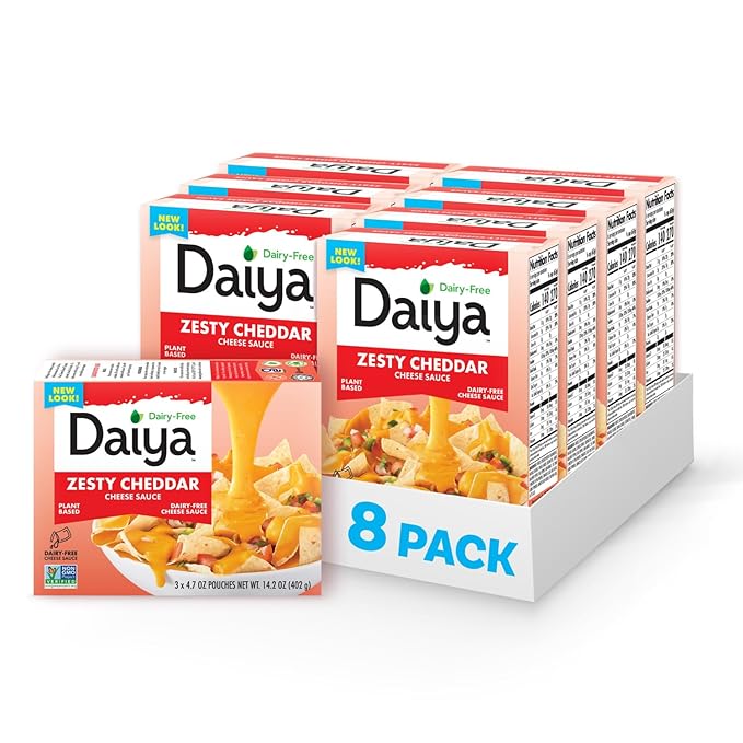 Daiya Dairy Free Zesty Cheddar Cheese Sauce, Plant Based Rich, Creamy, Cheesy Sauce, 14.2 oz (Pack of 8)