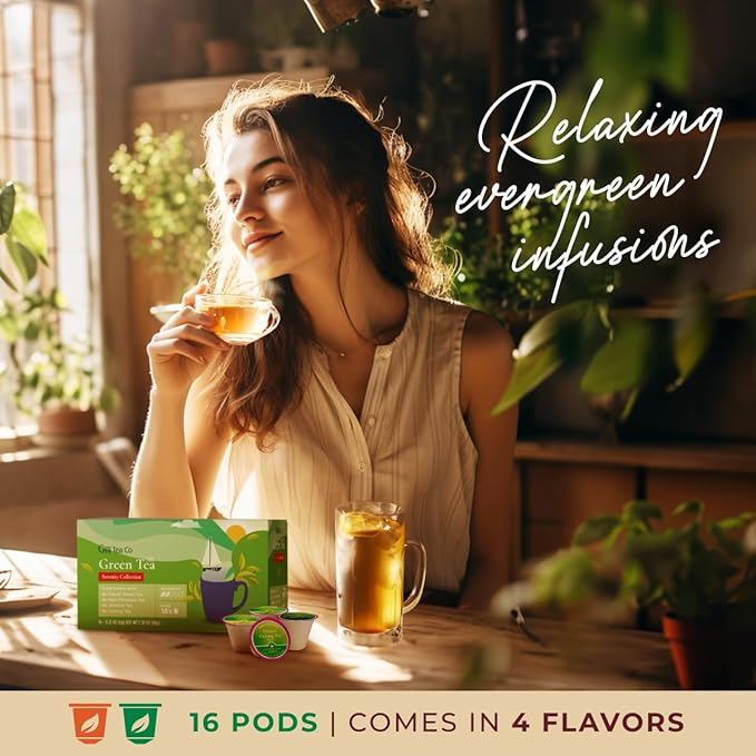 Gya Tea Co Green Tea Gift Set (16 ct) - Assorted Tea Pod Variety Pack with High Mountain, Jasmine, Oolong & Green 4 Flavors for Refresh & Wellness