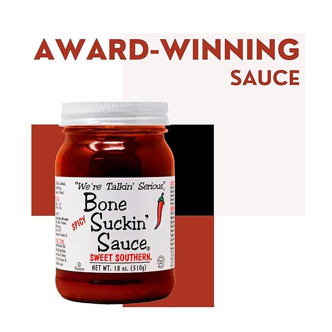 Bone Suckin' Sauce Sweet Southern BBQ Sauce, Gluten-Free, Non-GMO, Kosher, Sweetened with Cane Sugar & Molasses, All-Purpose Barbecue Sauce, For Ribs, Chicken, Pork, Beef (1 Count, Spicy Sweet Southern)