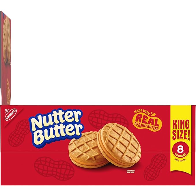 NUTTER BUTTER Peanut Butter Sandwich Cookies, King Size, 10-3.5 oz Snack Packs