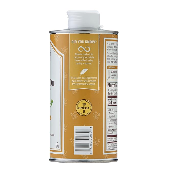 La Tourangelle, Roasted Peanut Oil, Slow Roasted Expeller-Pressed for Rich Flavor, Perfect for Cooking & Baking, Med-High Heat, Unrefined, Small Batch Production in USA, 16.9 fl oz (Pack of 2)