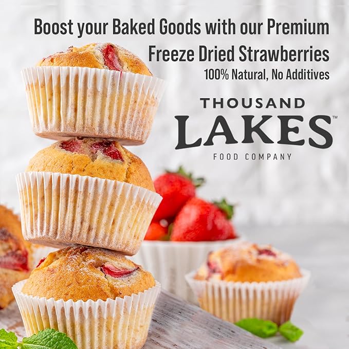 Thousand Lakes Freeze Dried Fruit - Strawberries 2-pack 1.2 ounces (2.4 ounces total) | No Sugar Added | 100% Sliced Strawberries