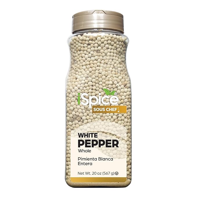 iSpice | White Pepper Whole | 20 oz | Bulk Size | Gourmet Spice | Kosher