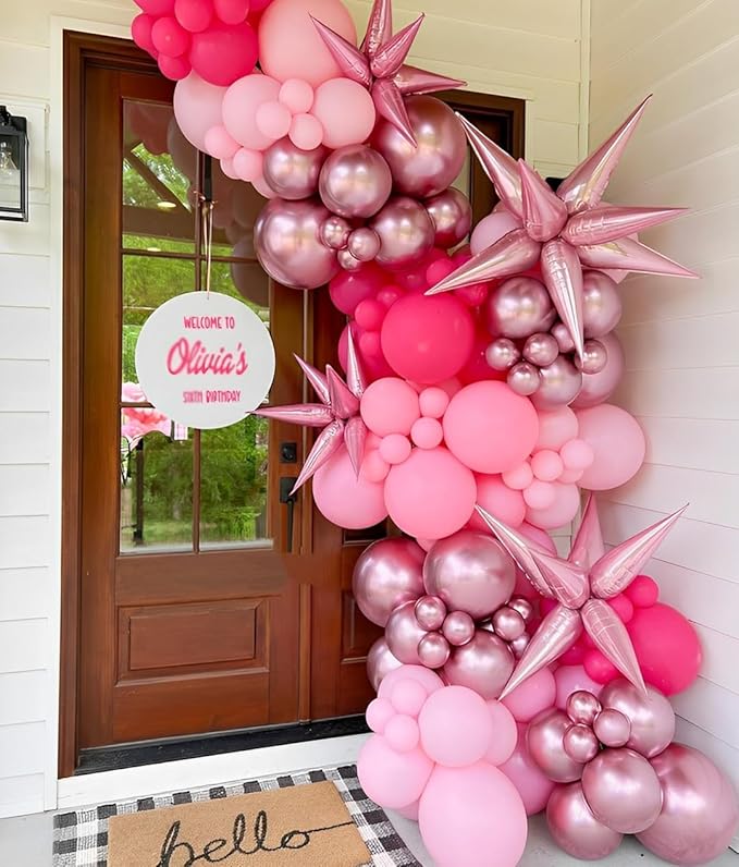 Pink Balloons Metallic Pink Balloon, 60Pcs 12Inch Chrome Deep Light Pearl Hot Pink Latex Balloons for Birthday Wedding Baby Shower Party Decoration