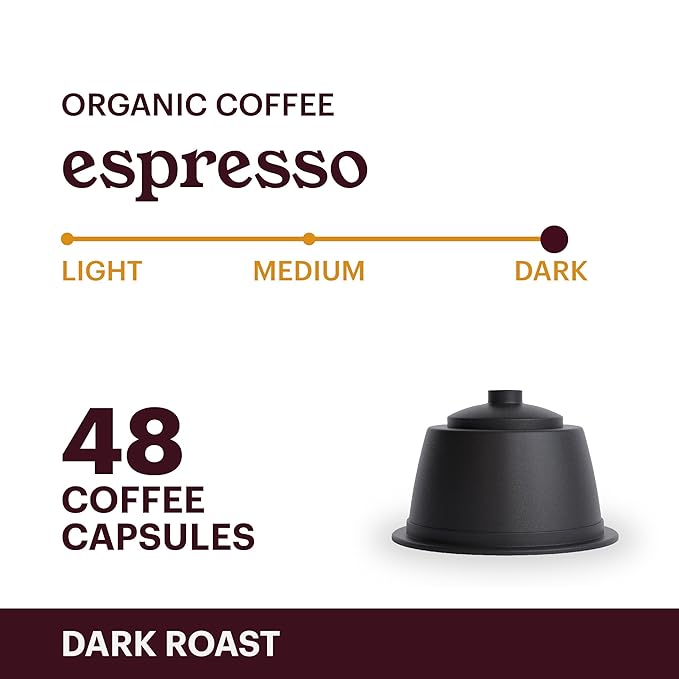 G GRANA Espresso USDA Organic Dolce Gusto Compatible Coffee Pods, 100% Arabica Single Source Specialty Coffee, 48 Single Serve Pods