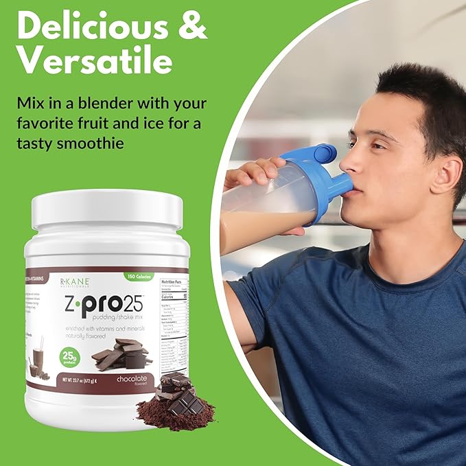 Z-Pro25 Protein Powder, 23.7 oz ??25g Casein & Whey Blend ??Low-Carb, High-Protein Meal Replacement Shake ??Muscle Recovery & Weight Management - 21 Vitamins & Minerals ??Chocolate