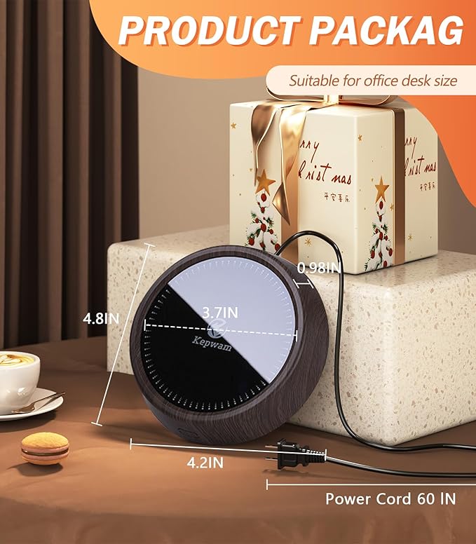 Mug Warmer - 25W Coffee Warmer for Desk Auto Shut Off, 3-Level Temp with Indicator Lights, Smart Candle Warmer Plate, Cup Warmer Heated Coaster for Coffee, Milk, Tea, Safely Use for Office/Home