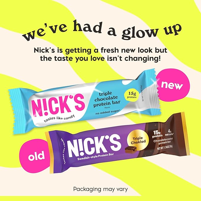 Nick?™s Triple Chocolate Protein Bars ??12-Count Box | High Protein, Low Calories, Low Carbs, Keto Friendly, No Added Sugar