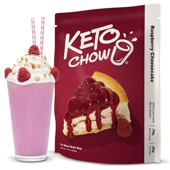 Keto Chow Raspberry Cheesecake | Keto Meal Replacement Shake Powder | Nutritionally Complete | Low Carb | Delicious Easy Meal Substitute | Protein Rich You Choose The Fat | 21 Meal Serving