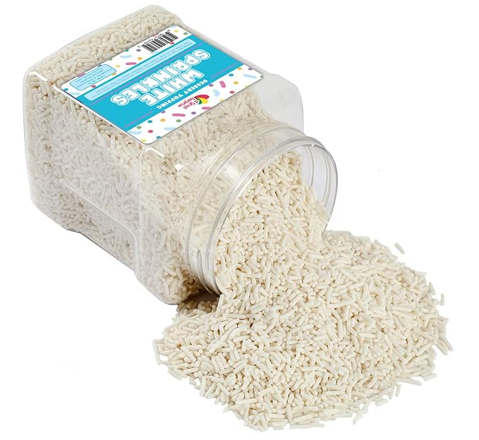 White Sprinkles - 1.6 Pounds - Patriotic White Jimmies for Baking - Toppings for Cake Decorating, Cupcakes, Cookies, Ice Cream, Bridal