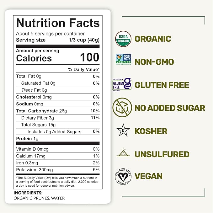 Happy Village Organic Soft Dried Plums 21 OZ (3 Packs of 7 OZ) – Soft & Juicy Prunes with No Refined Sugar, Organic, Non-GMO, Kosher, Gluten-Free