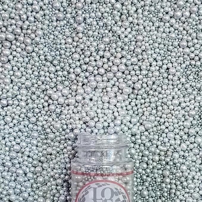 Confect Silver Metallic Sprinkles Mix ??Metallic Sugar Pearls & Decorative Disco Balls for Cake, Cupcake & Cookie Decorating -Vegan, Gluten-Free, Nut-Free, Soy-Free, Dairy-Free, Palm Oil-Free ??4.2 oz