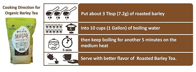 McCabe Organic Hulless Barley Tea - Roasted Hulless Barley Tea | USDA and CCOF Certified | Product of USA | 1.5 lbs (24 Oz) Pack of 3