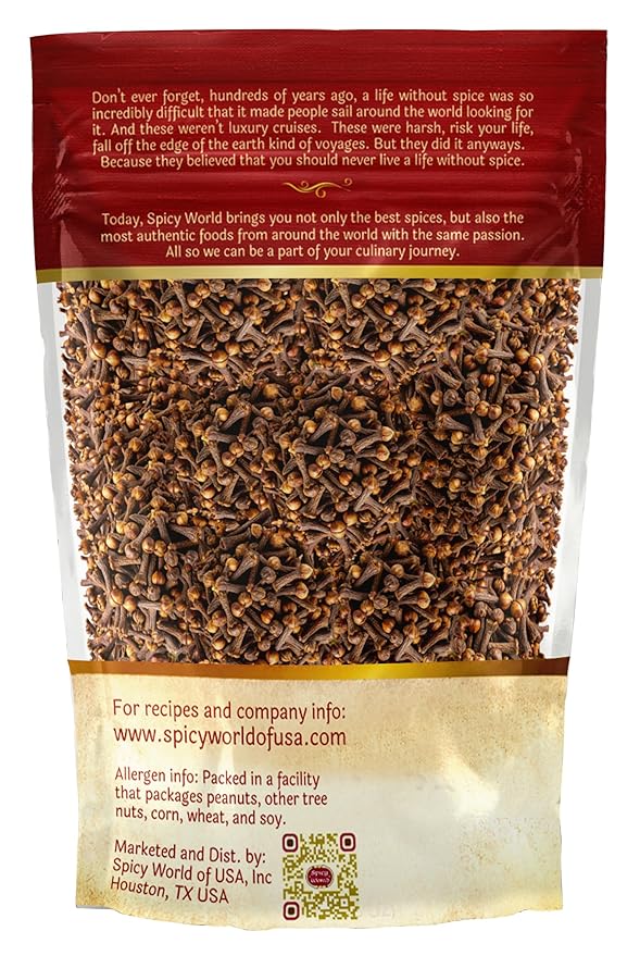 Cloves Whole Bulk 14 Oz Bag - Pure, Non-GMO, Premium Hand Picked Quality - Great for Foods, Clove Tea, Clove Pomander Balls & Potpourri - Aromatic & Richly Flavored Cloves Whole by Spicy World