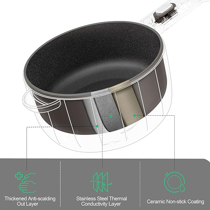 Dezin Electric Cooker, 2L Non-Stick Saut챕 Pan, Rapid Noodles Cooker, Mini Pot for Steak, Egg, Fried Rice, Ramen, Oatmeal, Soup with Power Adjustment, College Dorm Room Essential