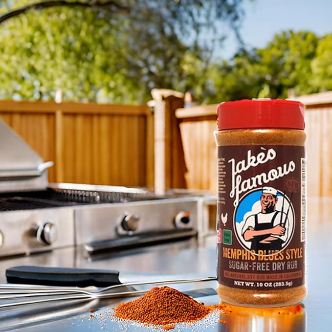 Jake?™s Famous Memphis Rub, BBQ Rub 10 Oz Sugar Free, Gluten Free, Seasoning Mix for Ribs, Pork, Brisket, Beef, Classic Southern Barbecue Rub for Smoking & Grilling