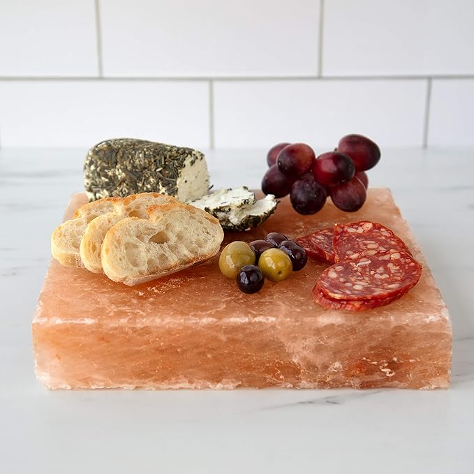 Camerons Himalayan Pink Salt Block for Grilling (8"x8") - Barbecue Grill Slab Maintains Even Temperature Hot or Cold - Naturally Adds Salty Flavor to Cooking - Barbecue Grilling & Cookout Essential