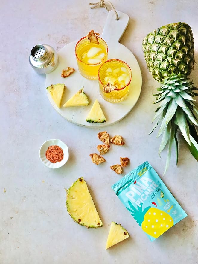 Crispy Green Pi챰a Picante, Chili Lime Dried Pineapple, Healthy Real Fruit Snacks, 1.76 Ounce, 12 Single Serve Bags