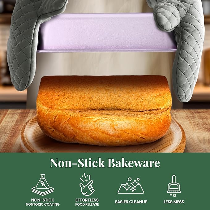 Larder & Vine 8-Piece Bakeware Set | Non-Stick Baking Set with Ceramic Finish | PFAS, PFOA, PTFE, and BPA Free Baking Essentials | Baking Sheets, Muffin Tins and Assorted Baking Pans | Lavender