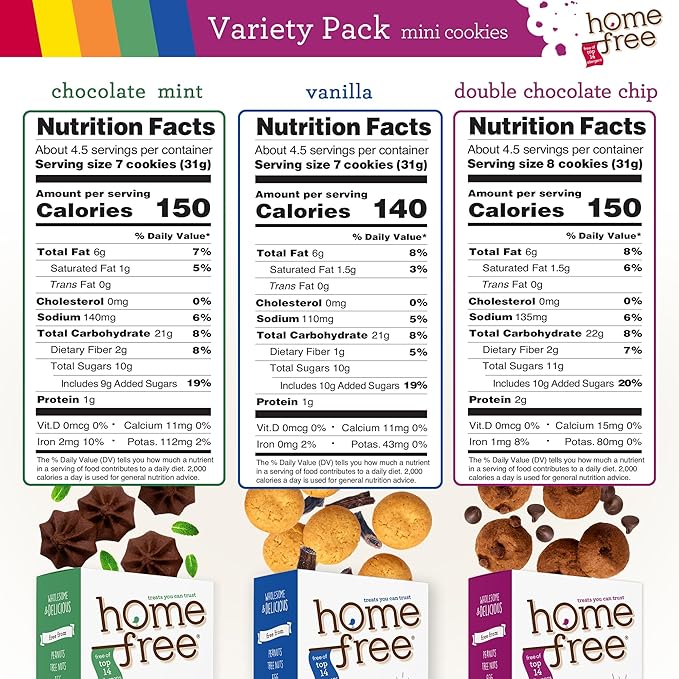 Homefree Treats — Vegan Cookies Variety Pack – Allergy Safe School Snacks – Peanut Free, Gluten Free, Egg Free, Dairy Free – Yummy Crunchy Cookie Assortment, Kosher Pareve (6 Count)