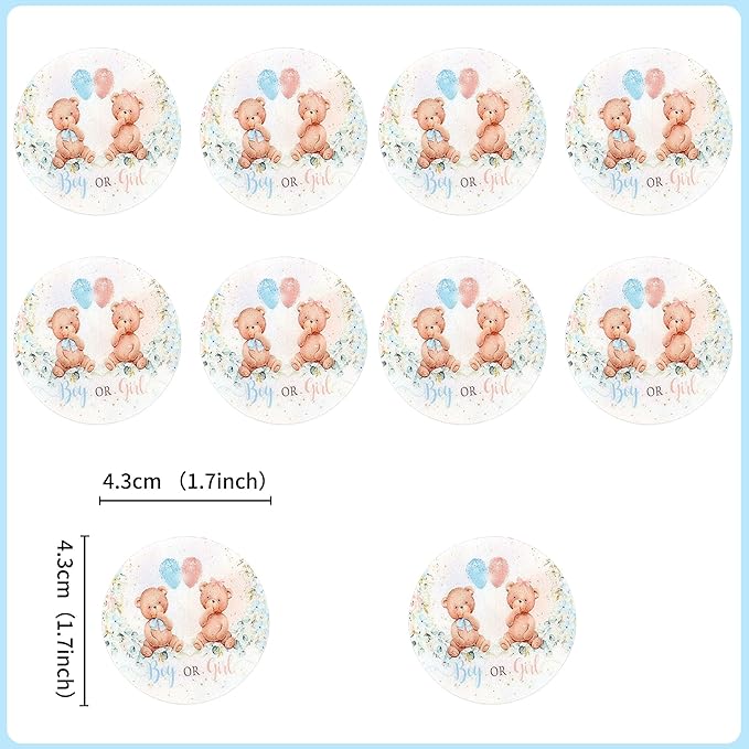 40Pcs Edible Gender Reveal Bear Cupcake Toppers Wafer Paper Boy or Girl Baby Shower Cake Decorative Supplies Jungle Animal Theme Birthday Party Cake Decorative Supplies