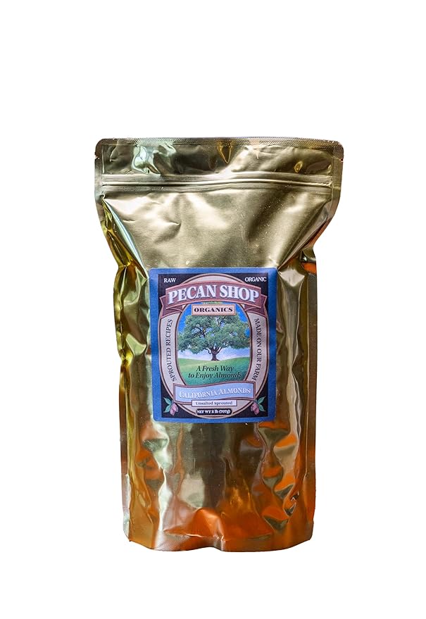 Pecan Shop Sprouted Raw Organic California Almonds 2 lbs-Unsalted Family Recipe Crispy