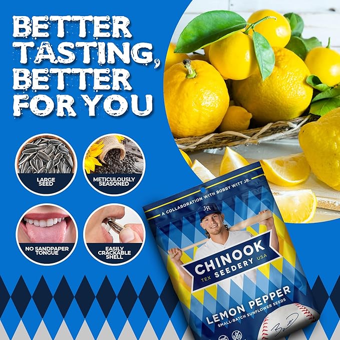 Chinook Seedery Roasted Jumbo Sunflower Seeds - Keto Snacks, Gluten-Free, Non-GMO, Lemon Pepper 4 oz (12-Pack)