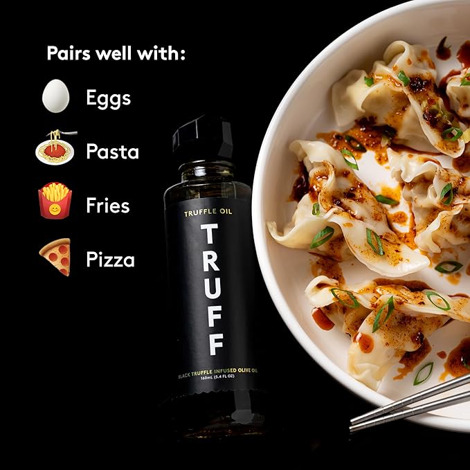 TRUFF Black Truffle Oil - Black Truffle Infused Olive Oil - Gourmet Dressing, Seasoning, Marinade, or Drizzle, Non-GMO, Gluten-Free, 5.6 fl.oz