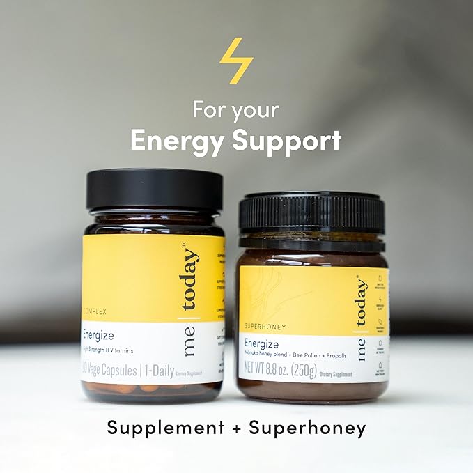 Me Today - Energize New Zealand Mānuka Honey Blend With Propolis & Bee Pollen, from New Zealand (8.8oz)