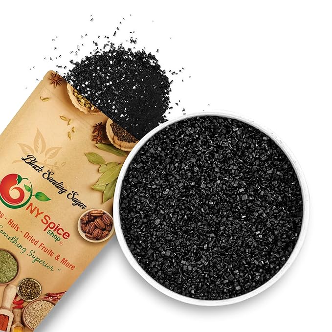 NY Spice Shop Black Sanding Sugar - 8 Ounce Sweet Colorful Edible Sprinkles For Candy Dish - Sugar Sprinkles For Cake Decorating Cookies Basket & Dishes