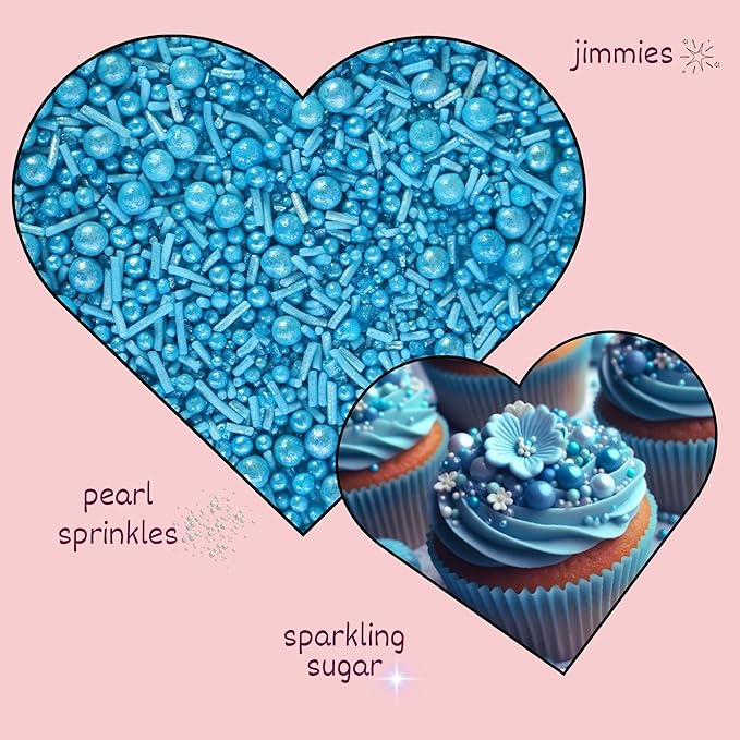 Confect Christmas Sprinkles | Bright Blue | Pearl | Vermcelli | Edible Sprinkle | Frozen Sprinkles for Baking & Cake Decorative | Birthday & Cookie Sprinkle | Vegan, Gluten-Free, Soy-Free, Dairy-Free, Palm Oil-Free- 4.2 Oz