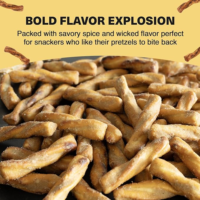 Wicked Twists Honey Mustard Seasoned Pretzels Twists 5.5 oz (3 Pack) Snack Pretzel Sticks Rods, Bold Flavor Snack, Resealable Fresh Pack, Baked Crunch, Party & School-Ready