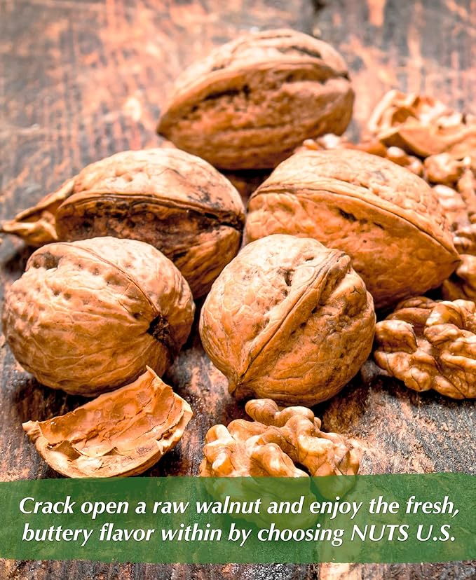 NUTS U.S. - Walnuts In Shell | Grown and Packed in California | Chandler Variety | Fresh Buttery Taste and Easy to Crack | Non-GMO and Raw Walnuts in Resealable Bags!!! (1 LB)