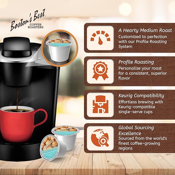 Boston’s Best - Coconut Macaroon Flavored Delicious Gourmet Coffee, Compatible with Keurig Coffee Maker, 24 Count (Pack of 4)
