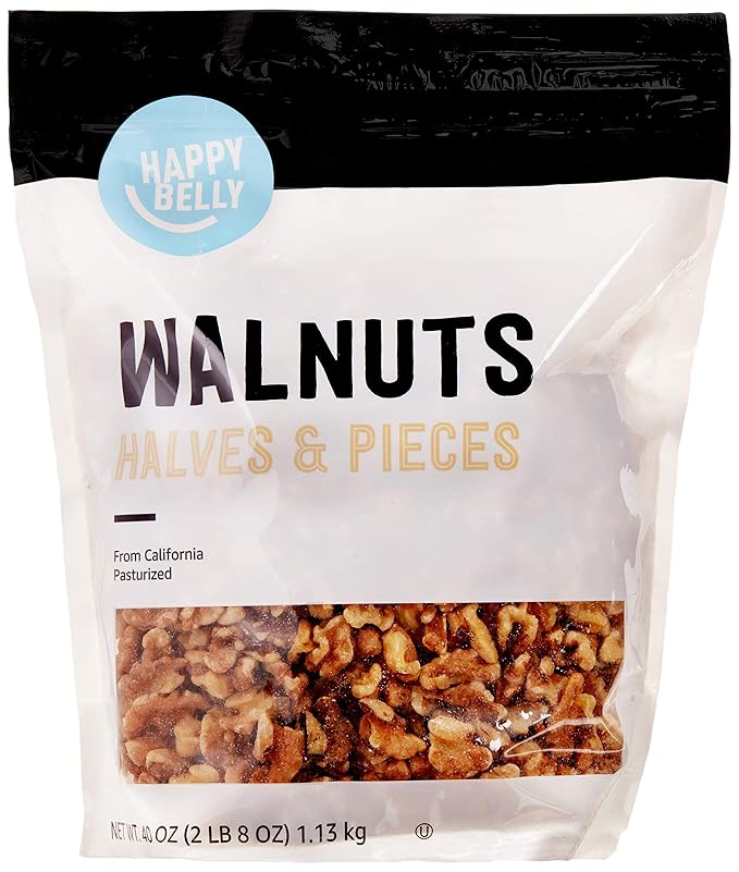Amazon Brand - Happy Belly California Walnuts Halves and Pieces, 40 ounce
