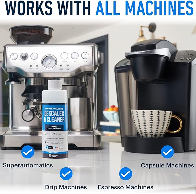 Essential Values Descaling Solution ??Coffee Maker Cleaner for Nespresso, Keurig, Breville & More ??Works on All Machines & Espresso Makers ??Made in USA