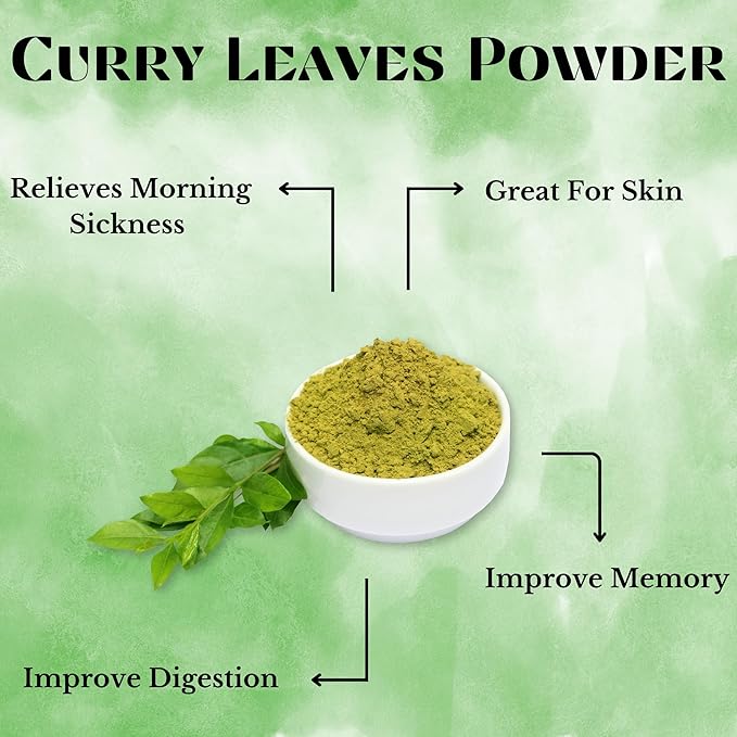 Curry Leaf Powder 100% Natural Grown Dried 5.3 oz | Promotes Hair Growth Formulation | Strong Hair | Hair Volume | Thicker Hair No Chemical by Herbs Botanica