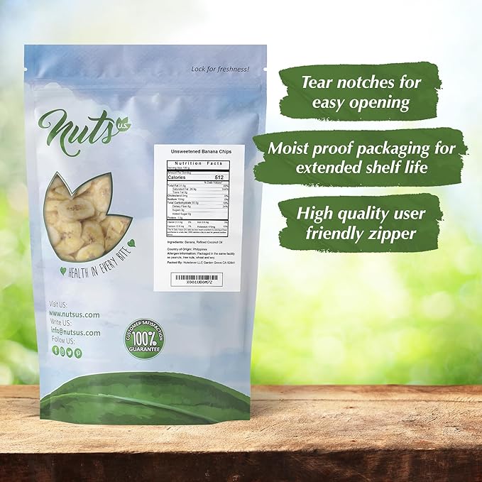 NUTS U.S. - Banana Chips | Dried and Sweetened | All Natural | Vegetarian |Non GMO and Gluten Free | Packed in a Resealable Bag!!! (3 LBS)