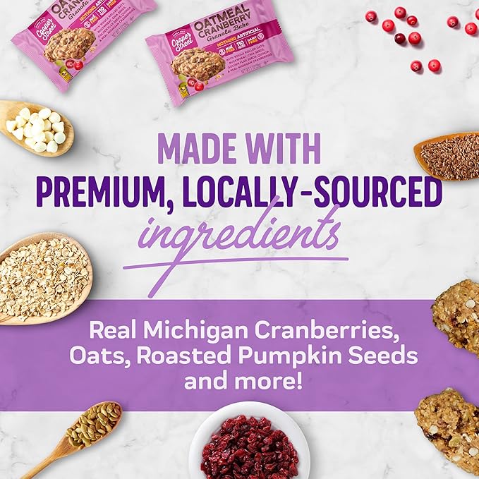 Cooper Street Granola Cookie Bake - Oatmeal Cranberry Chewy Granola Bars| Individually Wrapped Healthy Breakfast Granola Bars | 6 oz | 2 Pack