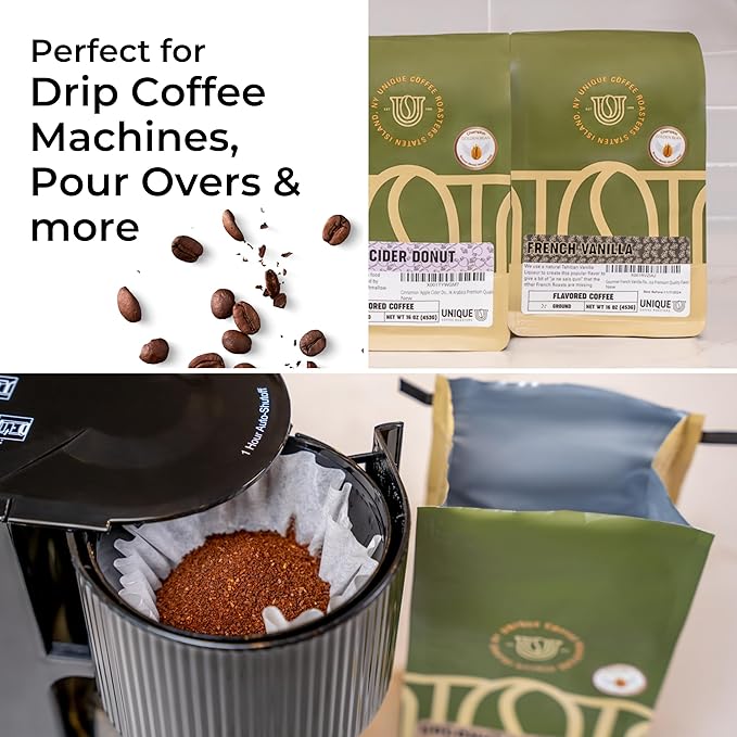 Gourmet French Vanilla Flavored Ground Coffee, 1 LB (16 oz) bag, Medium Roast, 100% Arabica Premium Quality Flavor