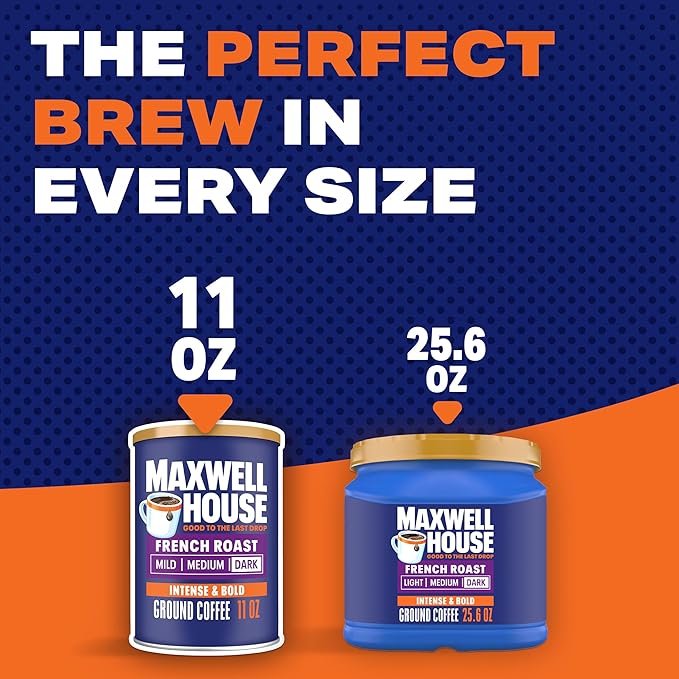 Maxwell House French Blend Ground Coffee, Bold Roast, 11 Ounce Canister
