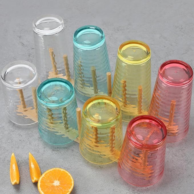 Acrylic Clear Highball Plastic Cups | Plastic Reusable Tumblers 16oz & 22oz (Set of 8) | Stackable | BPA-free Tumblers | Shatterproof | Top-rack Dishwasher Safe