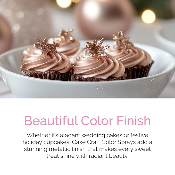 Cake Craft Edible Color Spray 3-Pack ??Gold, Silver & Rose Gold | Food Coloring Spray for Cakes, Cupcakes, Cookies & Desserts | Easy-to-Use Edible Spray Paint for Baking Decoration