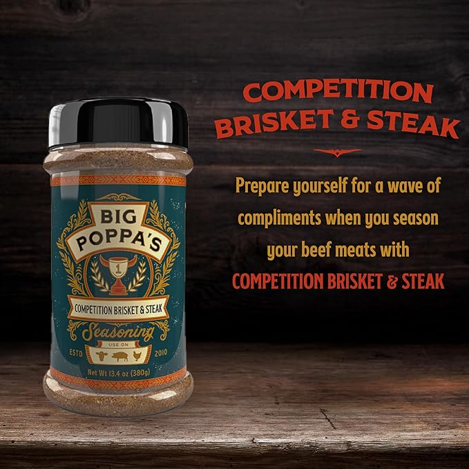 Big Poppa's Competition Brisket & Steak Seasoning – Unleash the Flavor of Your Beef Recipes with our Mouth-Watering Rub - Use it for Beef Brisket, Beefsteak, and Even Hamburgers! (3 Pack Bundle)