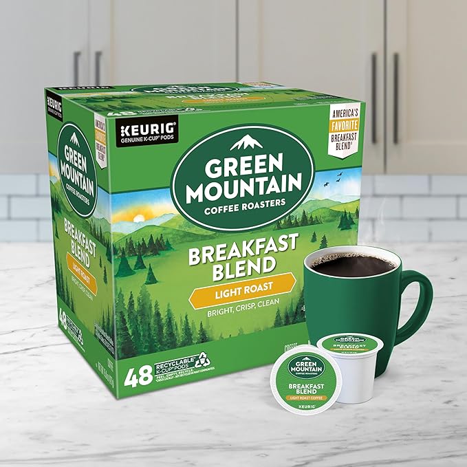 Green Mountain Coffee Roasters Breakfast Blend Single-Serve Keurig K-Cup Pods, Light Roast Coffee, 48 Count