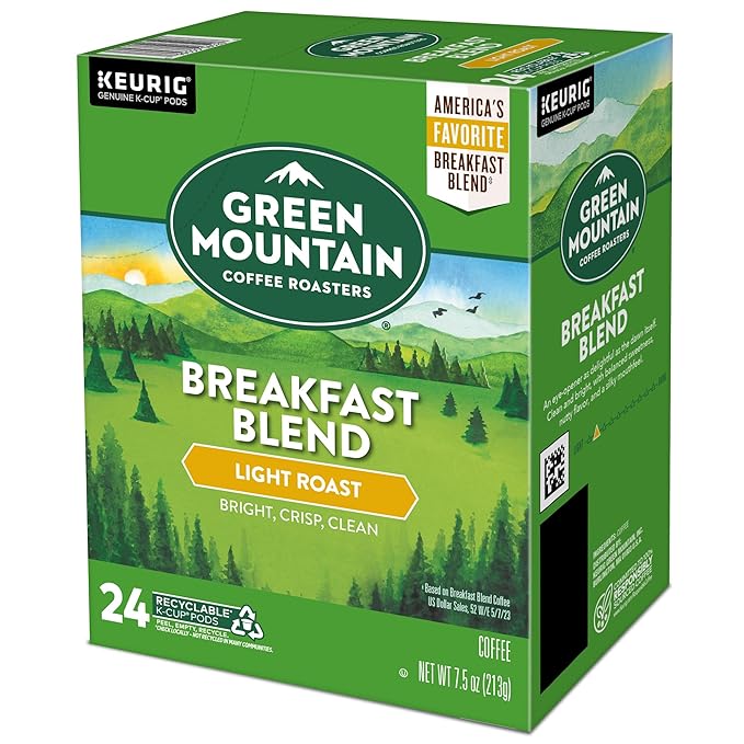 Green Mountain Coffee Roasters Breakfast Blend Single-Serve Keurig K-Cup Pods, Light Roast Coffee, 96 Count