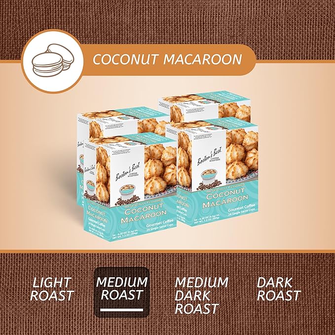 Boston’s Best - Coconut Macaroon Flavored Delicious Gourmet Coffee, Compatible with Keurig Coffee Maker, 24 Count (Pack of 4)